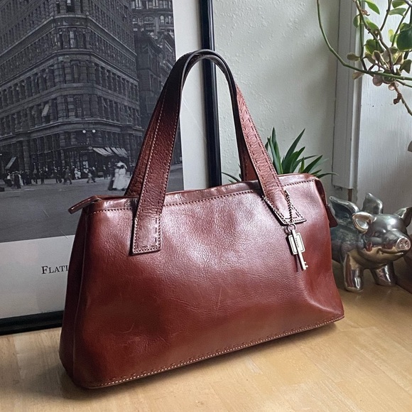 Fossil Cognac leather doctor style bag - Picture 1 of 16